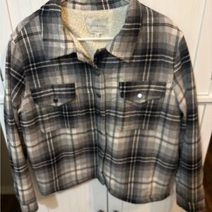 Lucky Brand Cozy Cabin Sherpa Lined Plaid Flannel Jacket